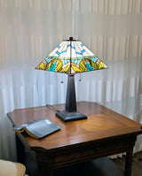 22" Dark Brown Metal Two Light Candlestick Table Lamp with White Shade