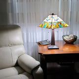 22" Dark Brown Metal Two Light Candlestick Table Lamp with White Shade