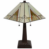 22" Dark Brown Metal Two Light Candlestick Table Lamp with Beige Shade