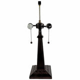 22" Dark Brown Metal Two Light Candlestick Table Lamp with Beige Shade