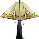 22" Dark Brown Metal Two Light Candlestick Table Lamp with Beige Shade