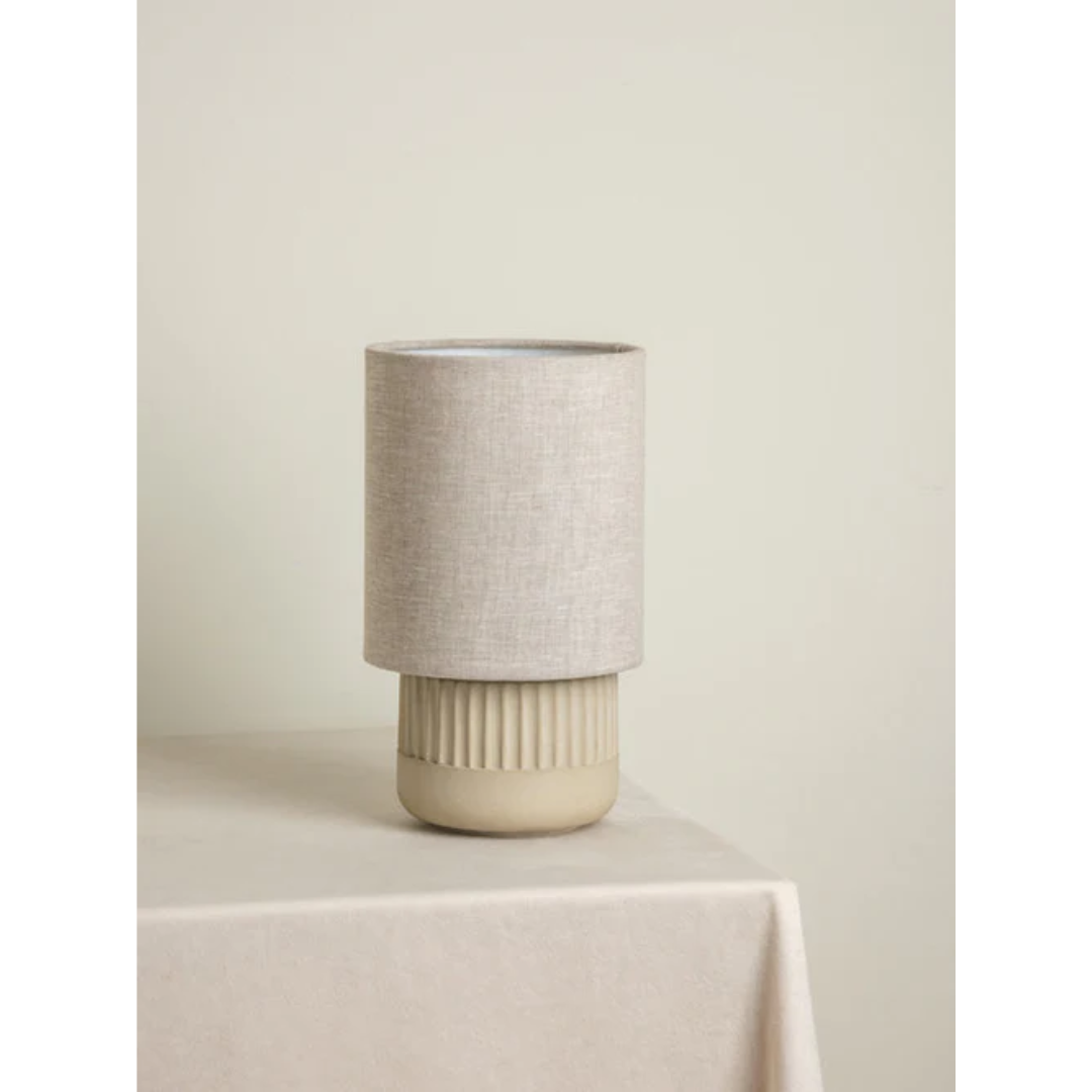 Enza - Warm White Table Lamp with Ribbed Concrete