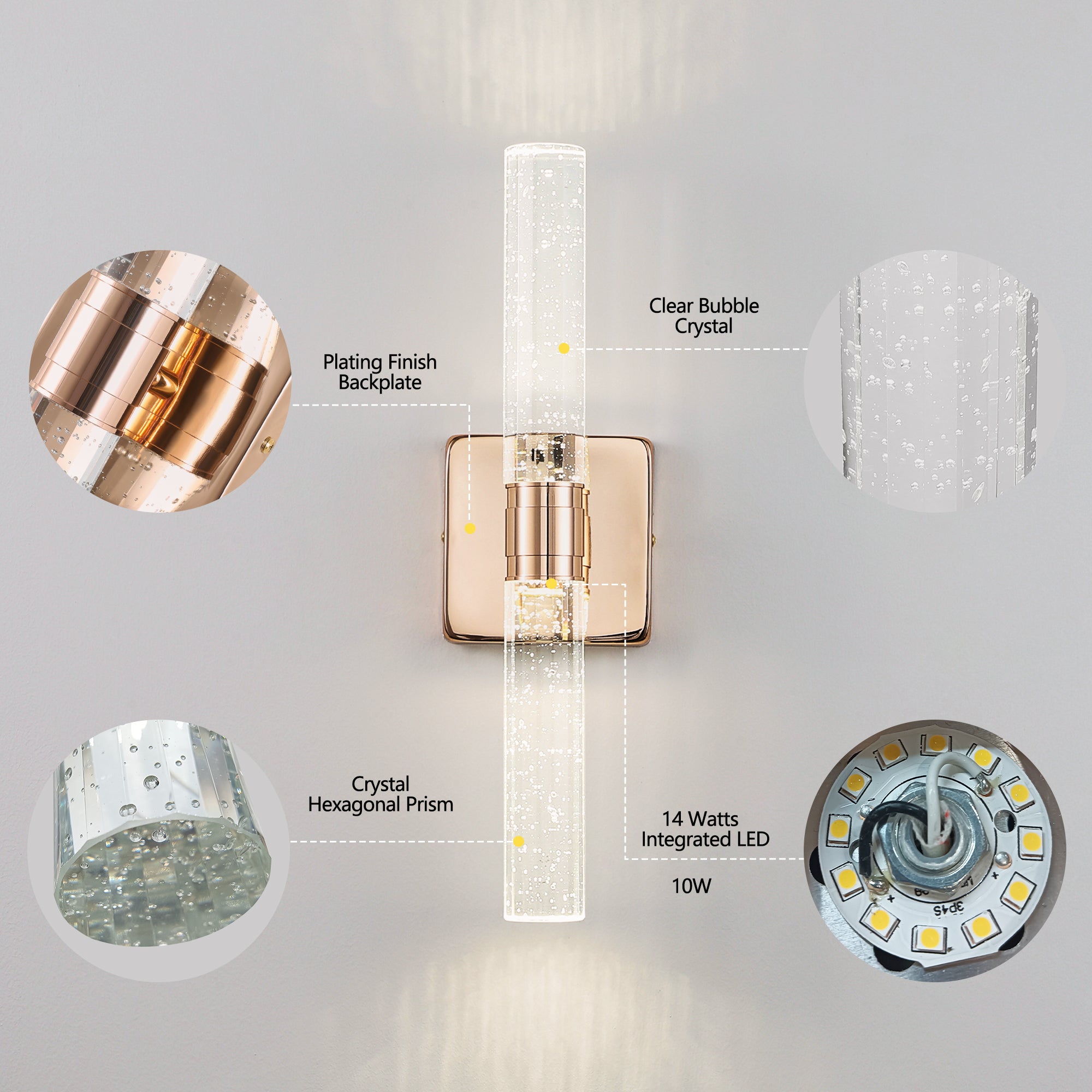 17"(H) Contemporary Crystal Wall Light Light Fixture