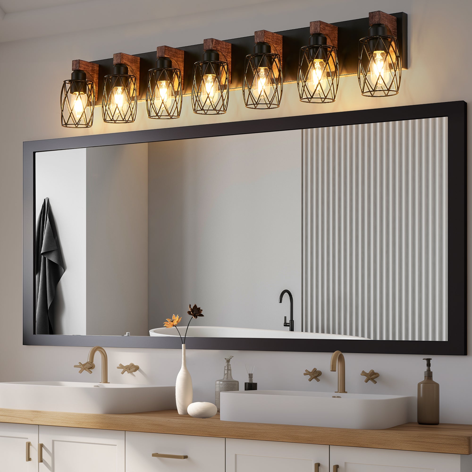 Industrial Vintage 7-Light Wall Sconce - Black Light Fixture