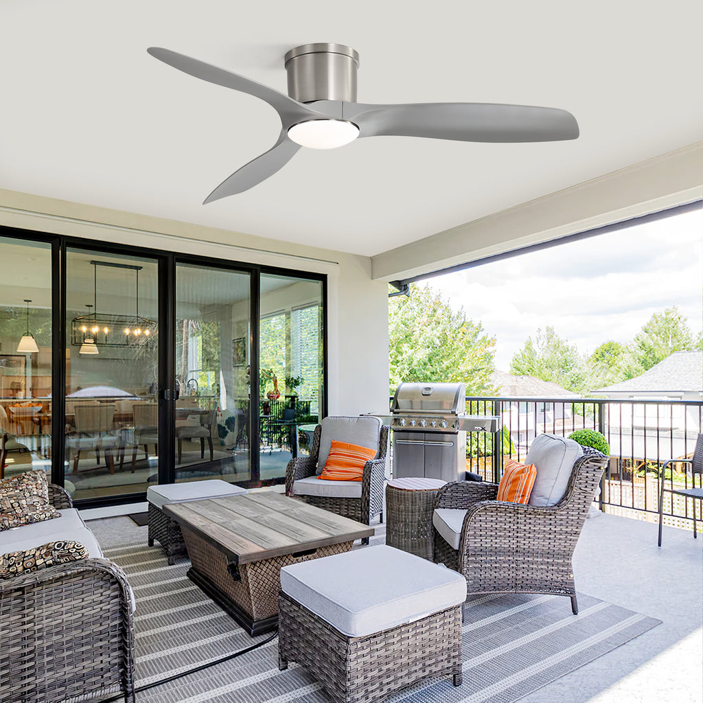 52 Inch Flush Mount Ceiling Fan with Dimmable Led Light 3