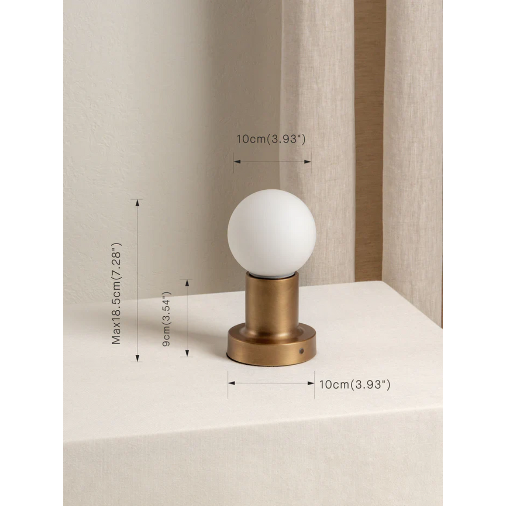 Porta - Aged Brass and Opal Table Lamp, Rechargeable