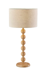28" Brown Solid Wood Candlestick Table Lamp with Off White Drum Shade