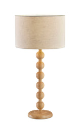 28" Brown Solid Wood Candlestick Table Lamp with Off White Drum Shade