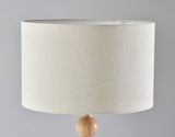 28" Brown Solid Wood Candlestick Table Lamp with Off White Drum Shade