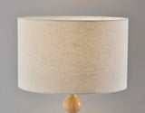 28" Brown Solid Wood Candlestick Table Lamp with Off White Drum Shade
