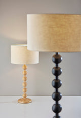 28" Brown Solid Wood Candlestick Table Lamp with Off White Drum Shade