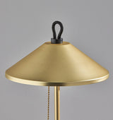 20" Black and Gold Metal Two Light Candlestick LED Table Lamp with Brass Cone Shade