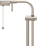 26" Nickel Metal Adjustable Table Lamp with Nickel Rectangular Shade