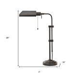 26" Bronze Metal Adjustable Table Lamp with Bronze Rectangular Shade
