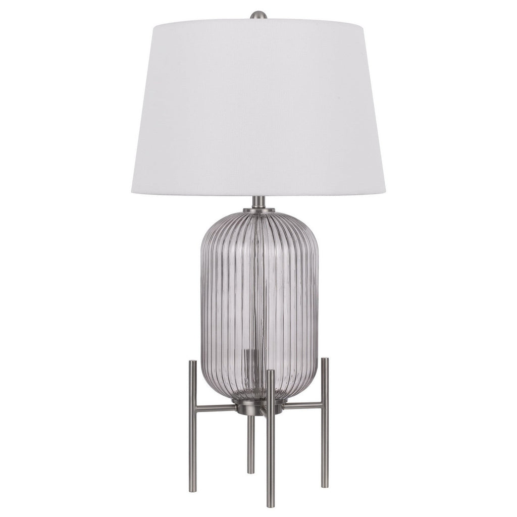 Rondin 33" Nickel Glass Table Lamp, White Empire Shade