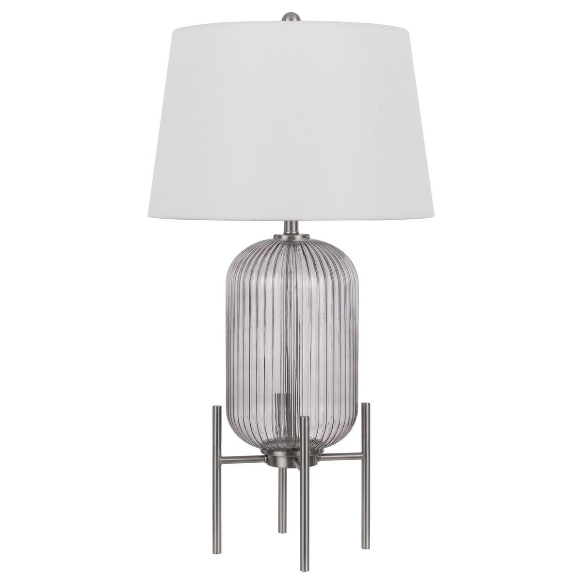 Rondin 33" Nickel Glass Table Lamp, White Empire Shade