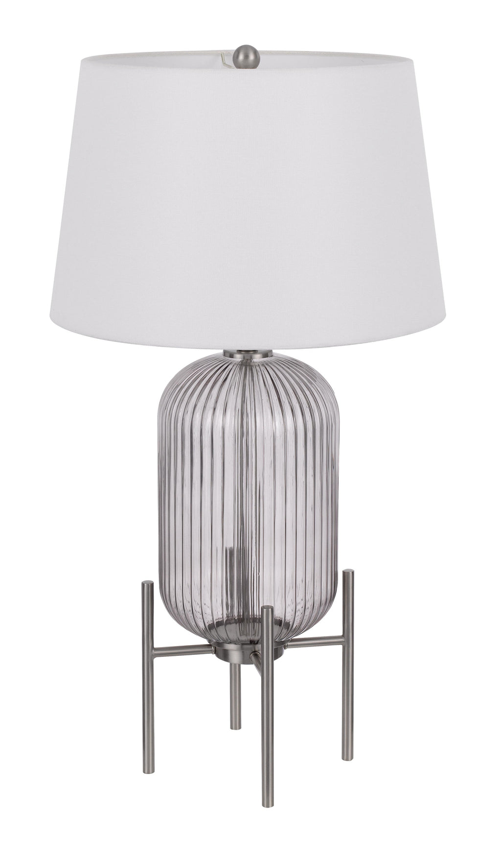 Rondin 33" Nickel Glass Table Lamp, White Empire Shade