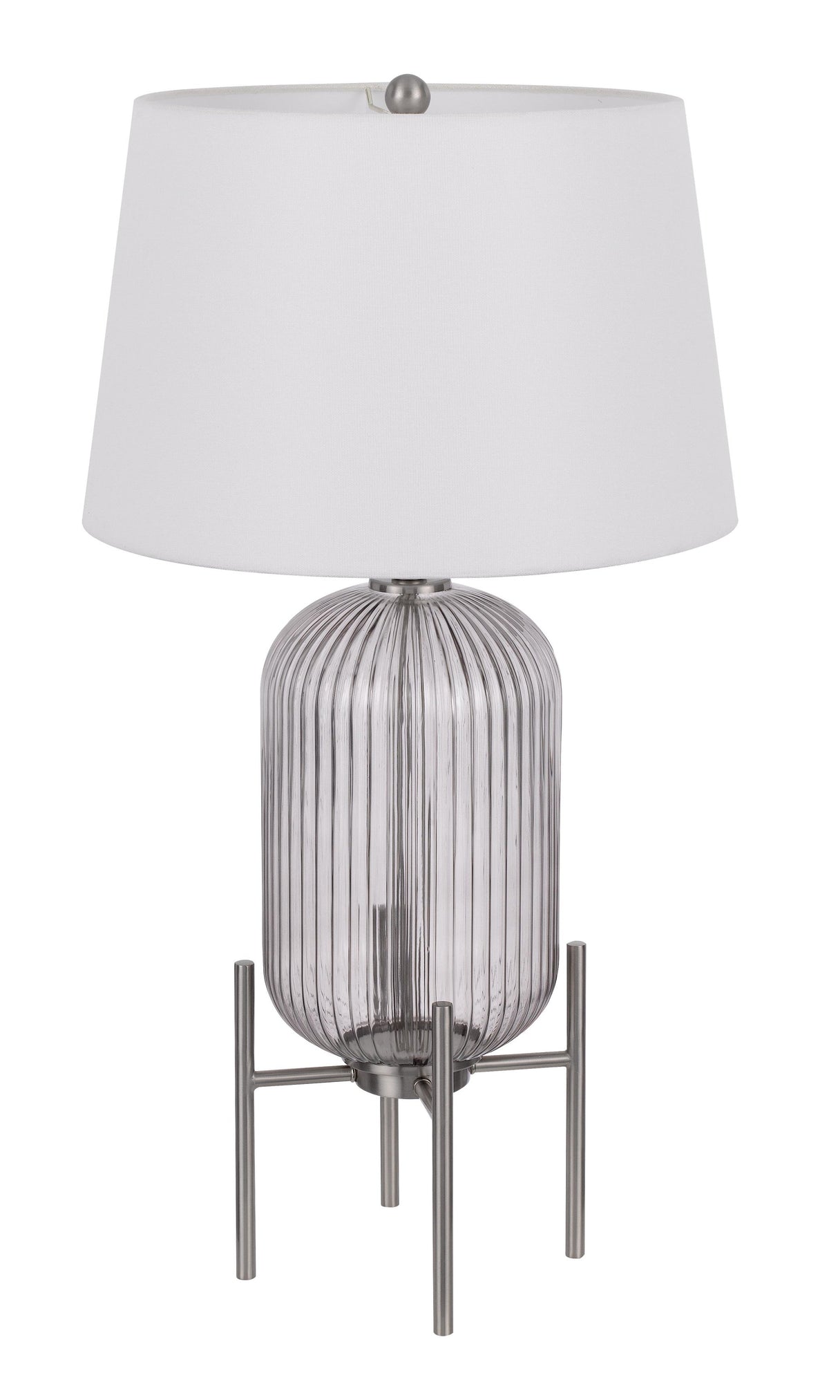 Rondin 33" Nickel Glass Table Lamp, White Empire Shade