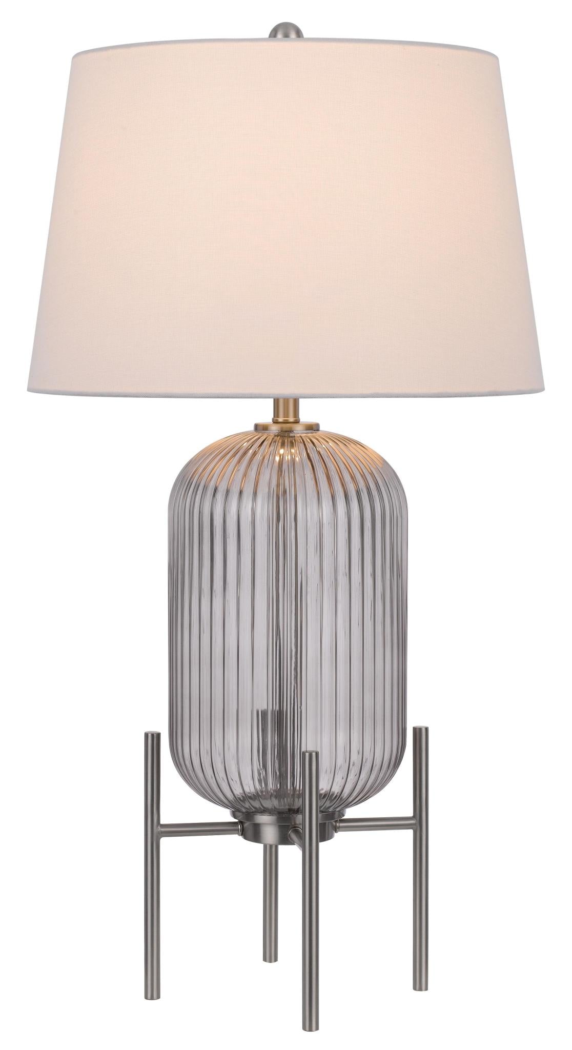 Rondin 33" Nickel Glass Table Lamp, White Empire Shade