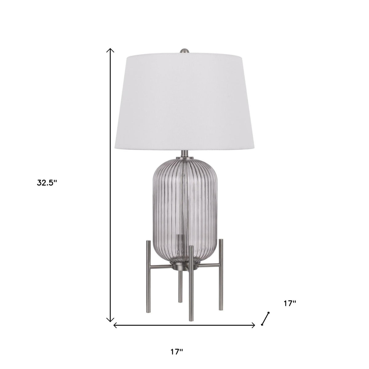 Rondin 33" Nickel Glass Table Lamp, White Empire Shade