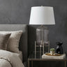 Rondin 33" Nickel Glass Table Lamp, White Empire Shade