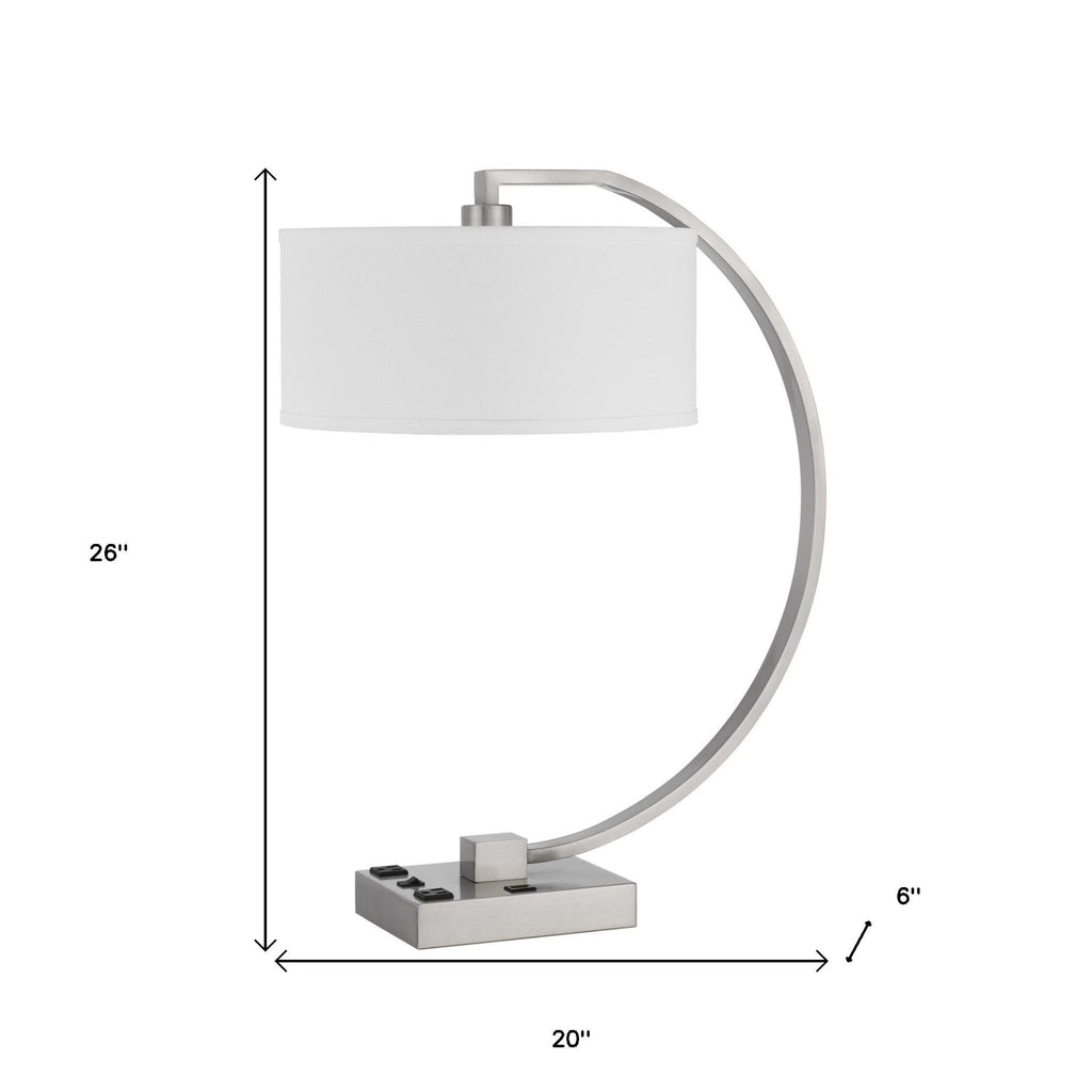 Falot 26" Nickel Lantern Table Lamp with USB