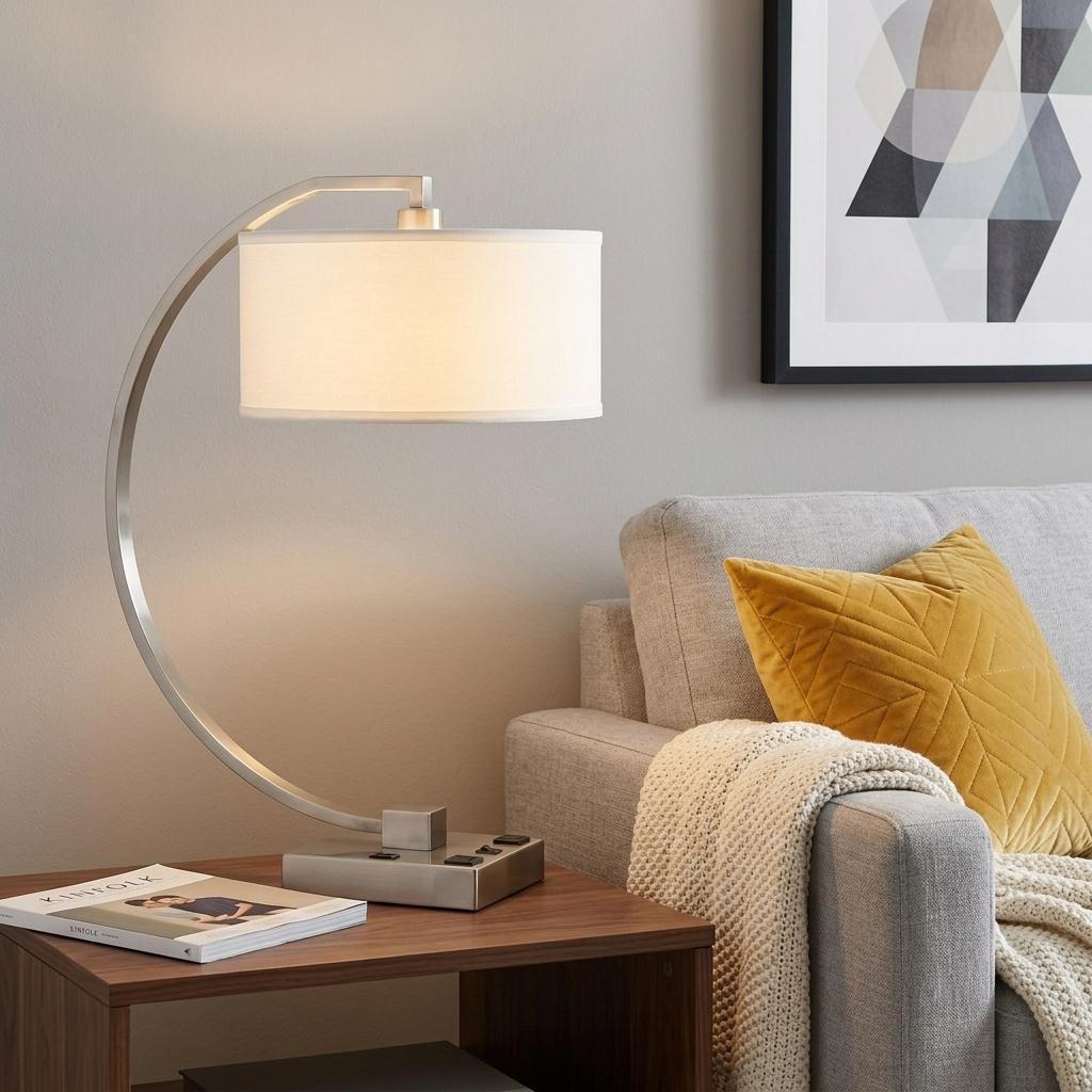 Falot 26" Nickel Lantern Table Lamp with USB