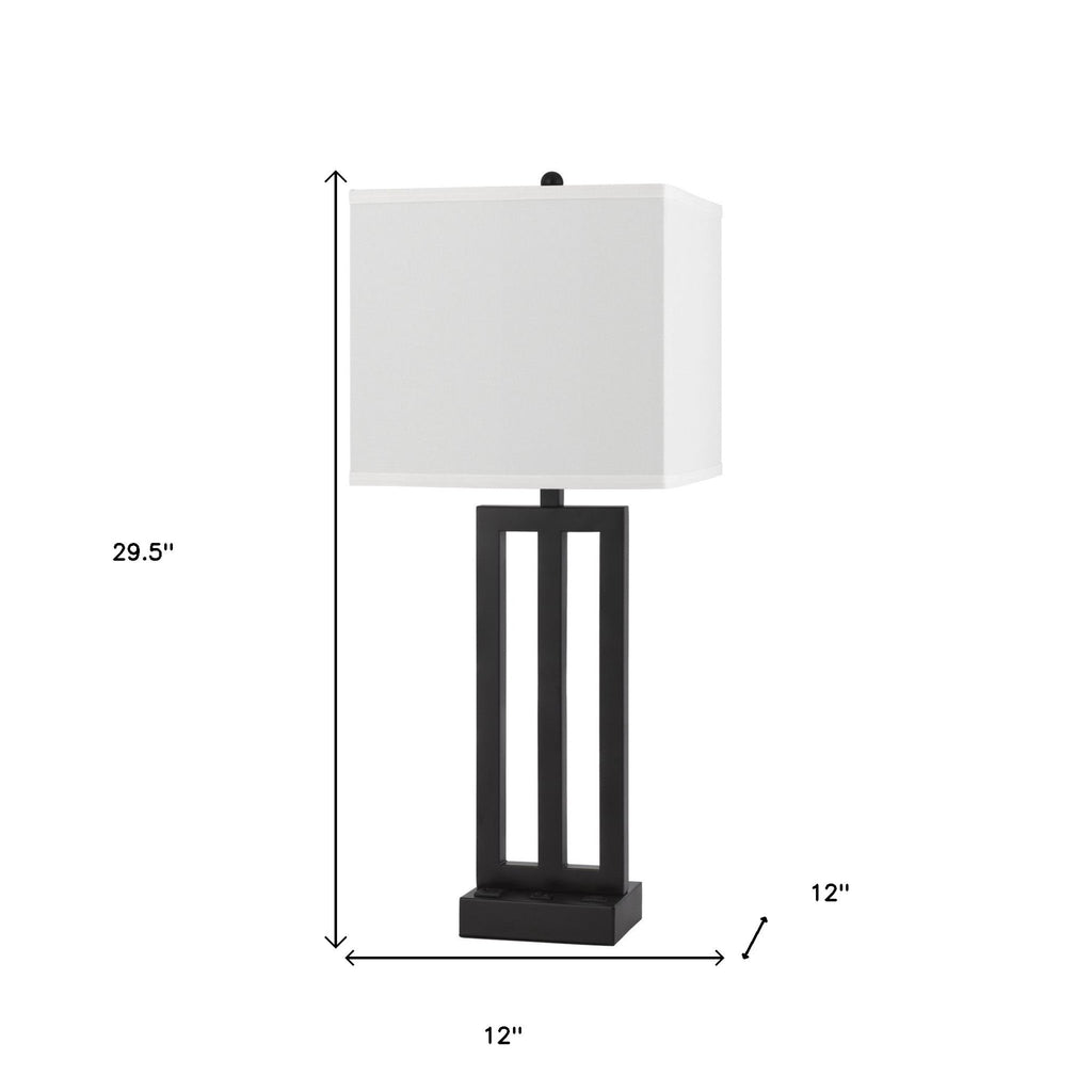 Nocturne 30" Black Metal Table Lamp with USB
