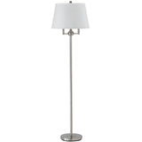 62" Nickel Four Light Traditional Shaped Floor Lamp with White Square Shade