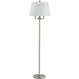 62" Nickel Four Light Traditional Shaped Floor Lamp with White Square Shade