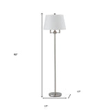 62" Nickel Four Light Traditional Shaped Floor Lamp with White Square Shade
