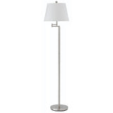 60" Nickel Swing Arm Floor Lamp with White Square Shade