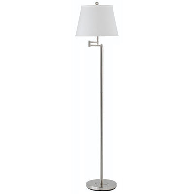 60" Nickel Swing Arm Floor Lamp with White Square Shade