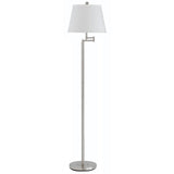 60" Nickel Swing Arm Floor Lamp with White Square Shade