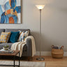 Clairon 71" Nickel Torchiere Floor Lamp, Frosted Glass Dome