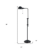 58" Bronze Adjustable Traditional Shaped Floor Lamp with Bronze Dome Shade
