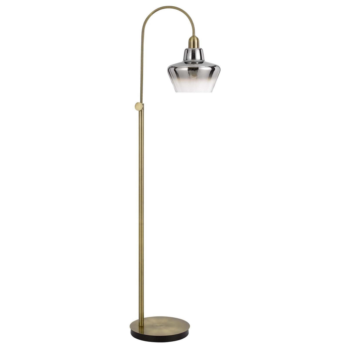 Arcure 61" Brass Arc Floor Lamp, Mirrored Glass Shade