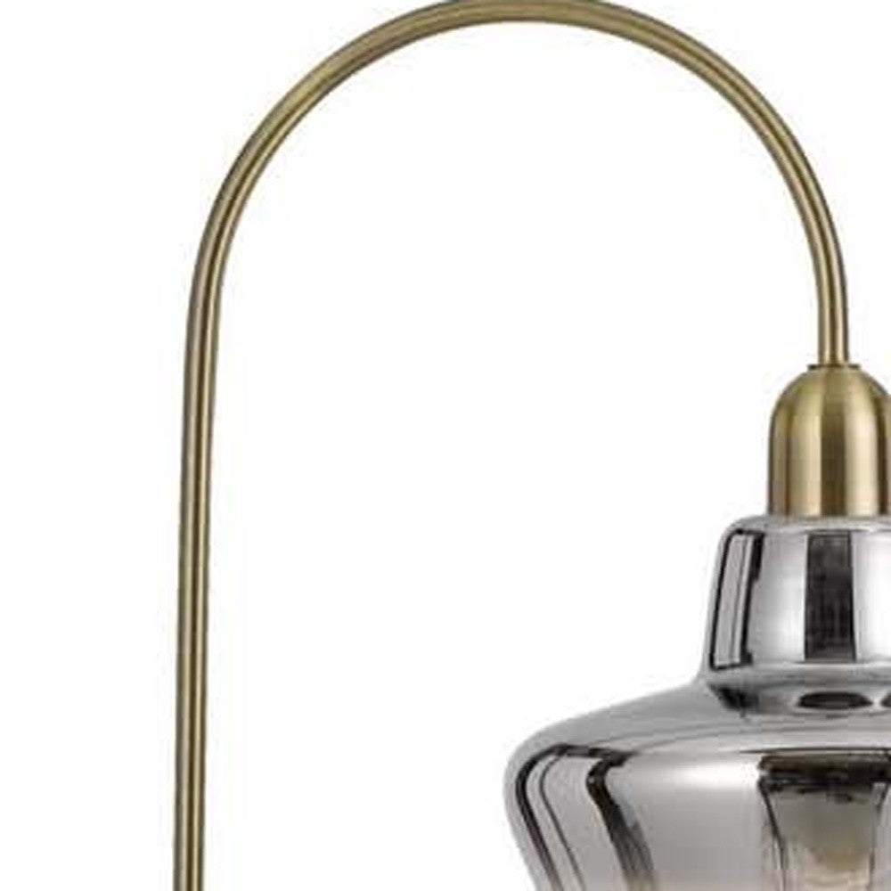 Arcure 61" Brass Arc Floor Lamp, Mirrored Glass Shade