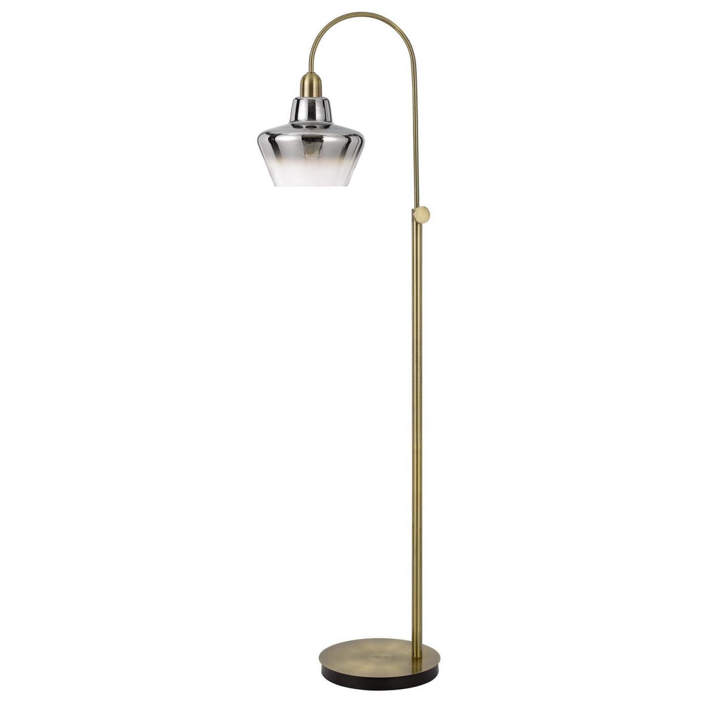 Arcure 61" Brass Arc Floor Lamp, Mirrored Glass Shade