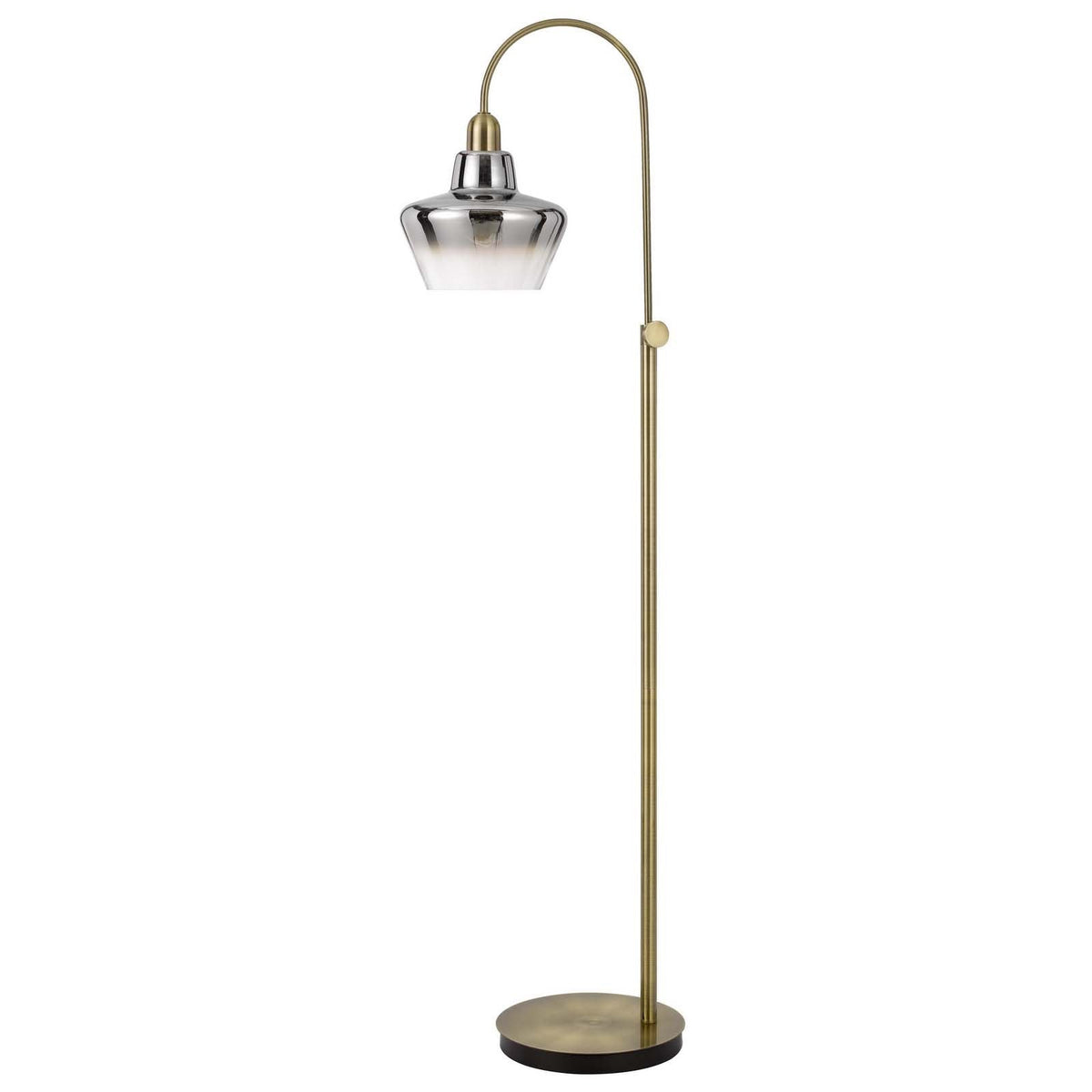 Arcure 61" Brass Arc Floor Lamp, Mirrored Glass Shade