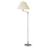 59" Nickel Swing Arm Floor Lamp with Beige Fabric Empire Shade