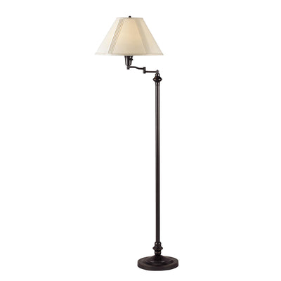 59" Bronze Swing Arm Floor Lamp with Beige Empire Shade