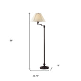59" Bronze Swing Arm Floor Lamp with Beige Empire Shade