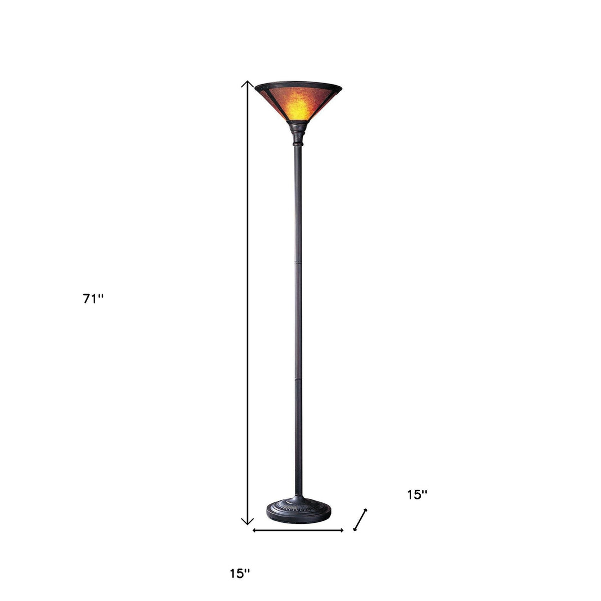 Rouille 71" Rusted Torchiere Floor Lamp, Brown Dome