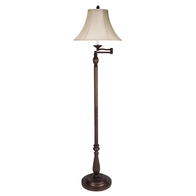 62" Rusted Swing Arm Floor Lamp with Champagne Bell Shade