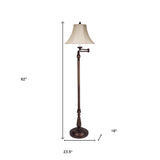 62" Rusted Swing Arm Floor Lamp with Champagne Bell Shade