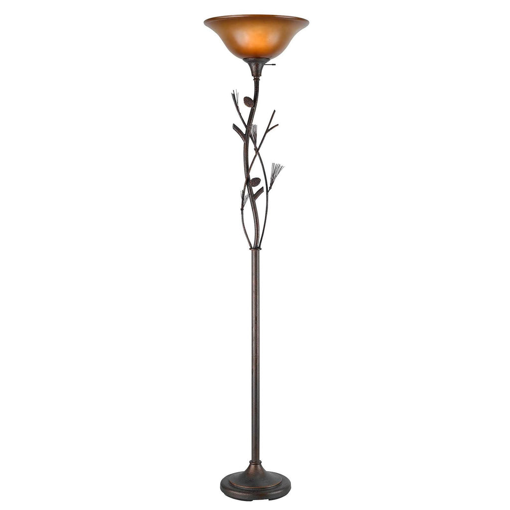 Ambre 72" Torchiere Floor Lamp, Brown Glass Dome