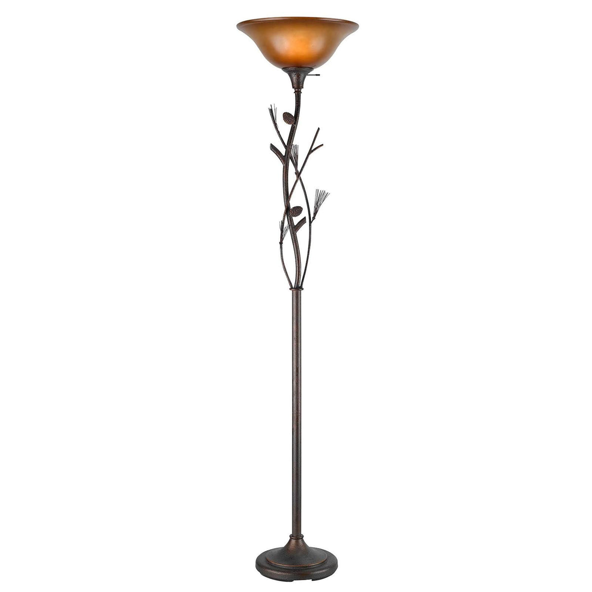 Ambre 72" Torchiere Floor Lamp, Brown Glass Dome