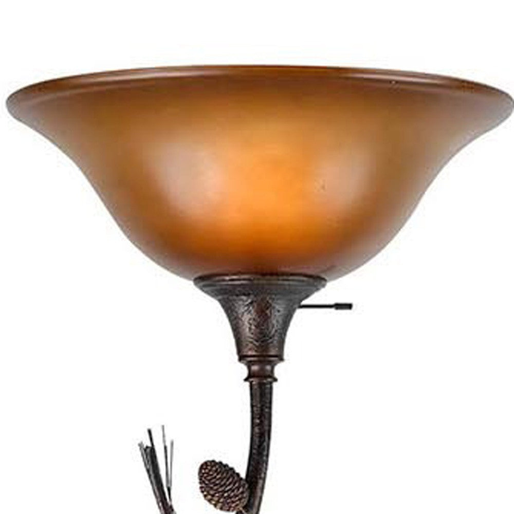 Ambre 72" Torchiere Floor Lamp, Brown Glass Dome