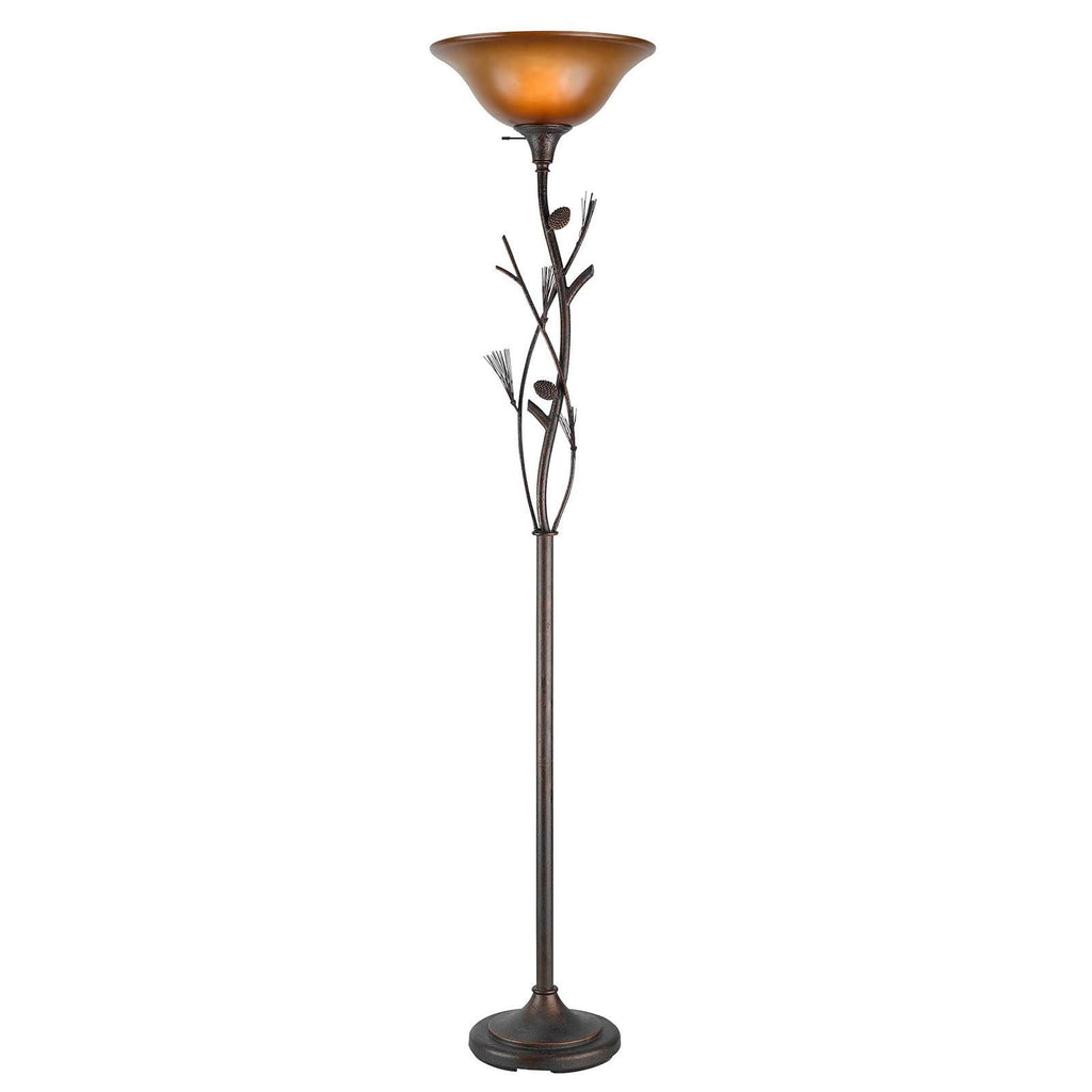 Ambre 72" Torchiere Floor Lamp, Brown Glass Dome